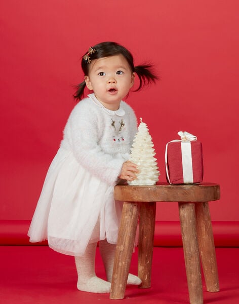 Robe Blanche Avec Tulle Bebe Fille Duo Robes La Deuxieme A 9 99 Bebe Dpam