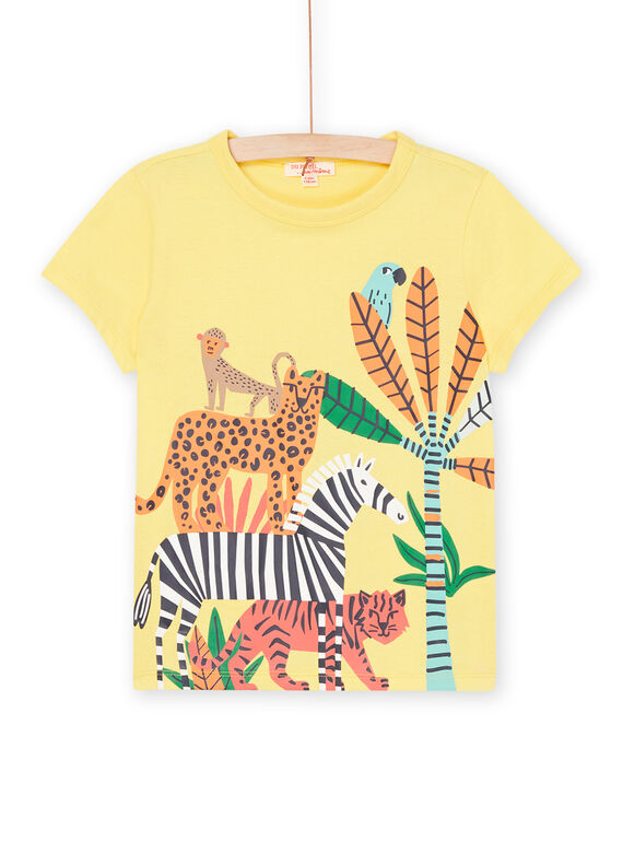 T-shirt jaune citron à motifs jungle ROJUNTI4 / 23S902U4TMCB104