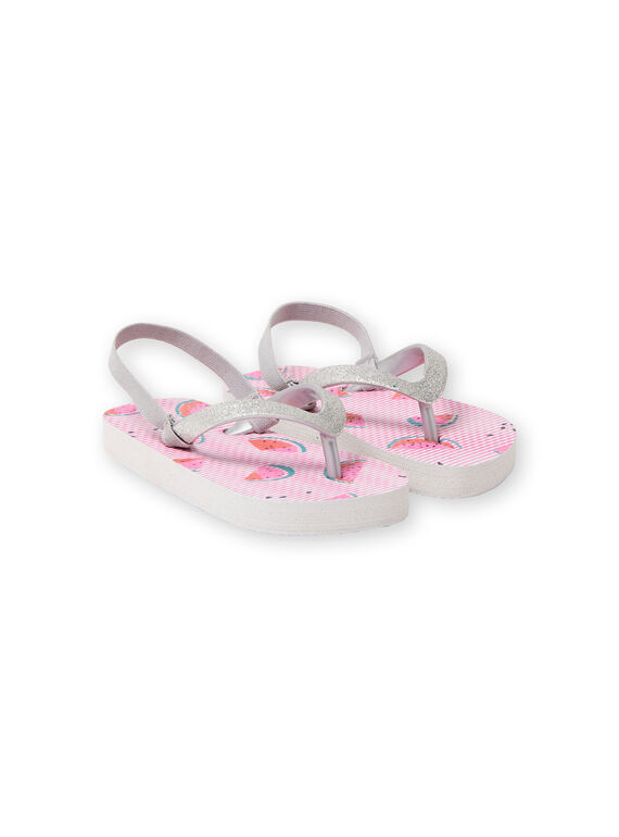 Tongs roses à rayures imprimé pastèque fille LFTONGFRUIT / 21KK3562D01000