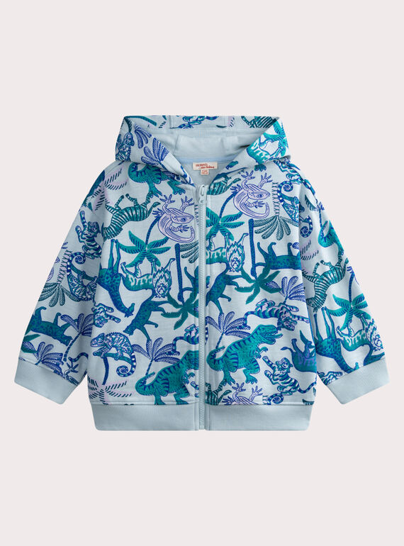 Sweat  à capuche zippé  bleu imprimé jungle WOBOGIL / 25S902R1GIL213