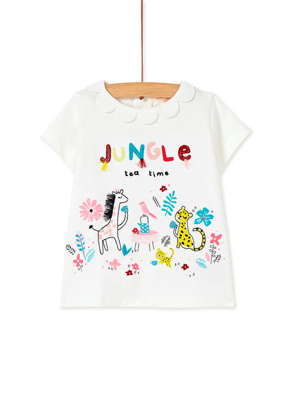 Tee-shirt manche courte blanc bébé fille KIBRIBRAEX / 20WG09F2BRA001