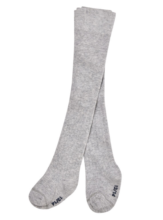 Collant en coton à côtes bébé fille gris clair JYIESCOL3 / 20SI0965COLJ920