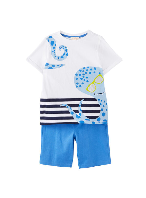 Ensemble de plage garçon tee shirt blanc et bermuda bleu  JOPLAENS3 / 20S902X4ENS000