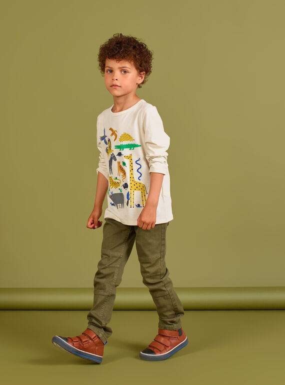Pantalon uni kaki enfant garçon MOKAPAN / 21W902I1PAN628