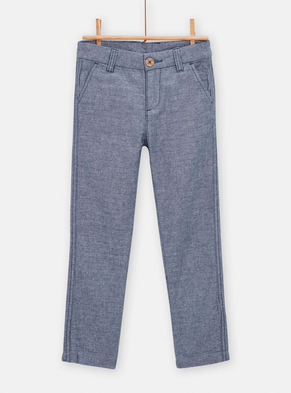 Pantalon bleu chiné pour garçon TOPOPAN / 24S902M1PAN070