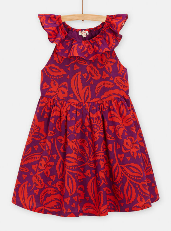 Robe chemise violette à imprimé fleuri pour fille TAMUMROB2 / 24S901R2ROB712