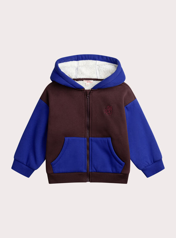 Gilet zippé bleu chiné garçon XOBLUGIL1 / 25W902N2GIL501