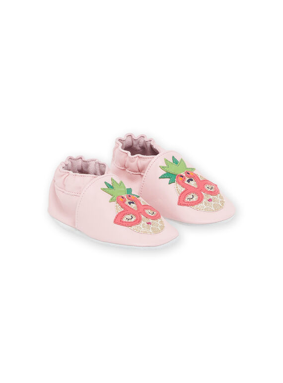 Chaussons en cuir roses avec patch ananas à paillettes RICHOSPINEA / 23KK3743D3S030