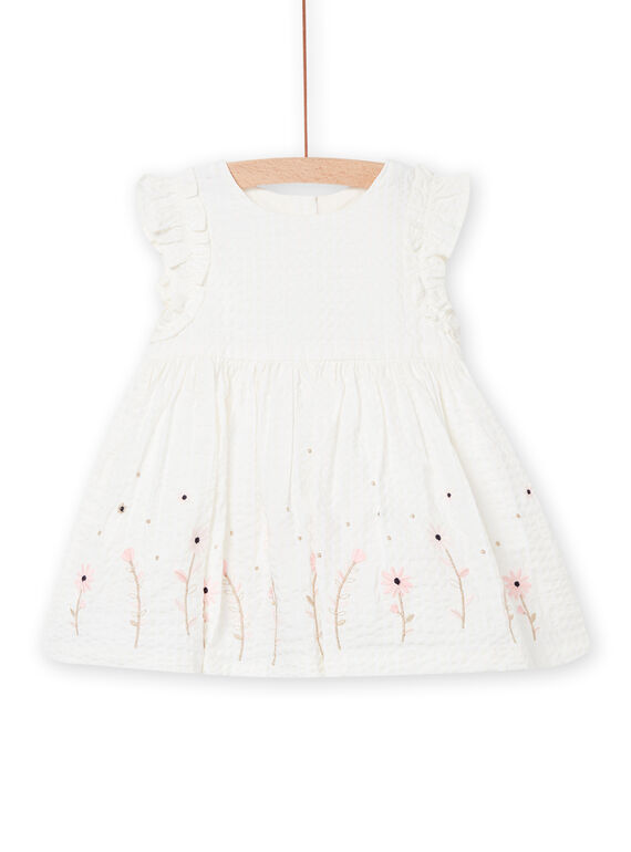 Robe écrue à motifs fleuris bébé fille NISOROB2 / 22SG09Q2ROB001