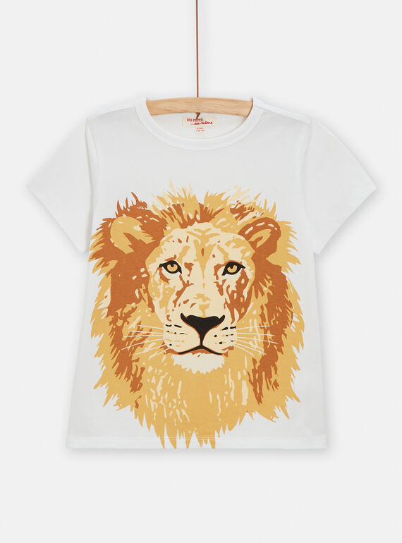 T-shirt blanc animation lion pour garçon TOJOTI4 / 24S902D1TMC000