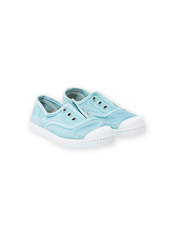 Tennis azur clair en toile de coton enfant fille LFTENAZUL / 21KK3542D16C218
