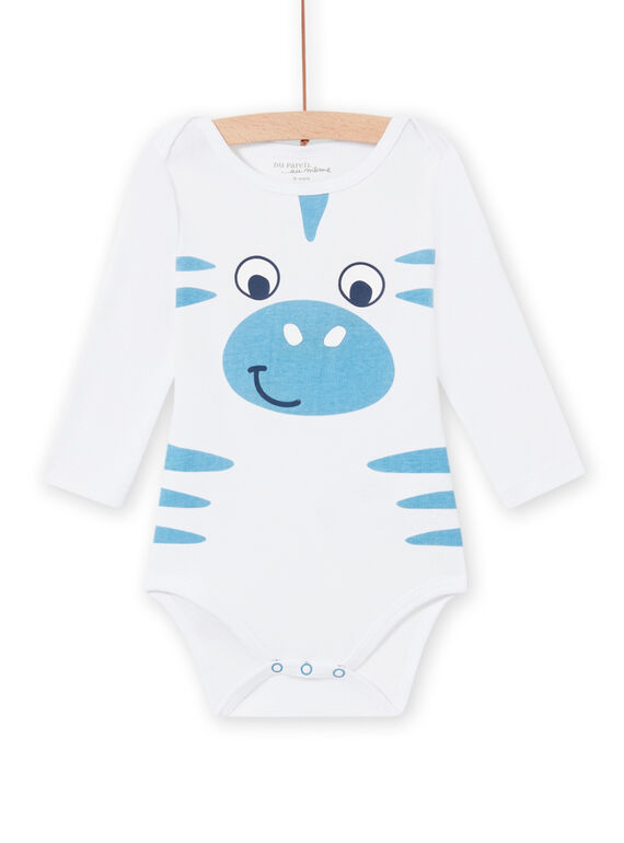 Body blanc motif zèbre bébé garçon MEGABODZEB / 21WH14C1BDL000