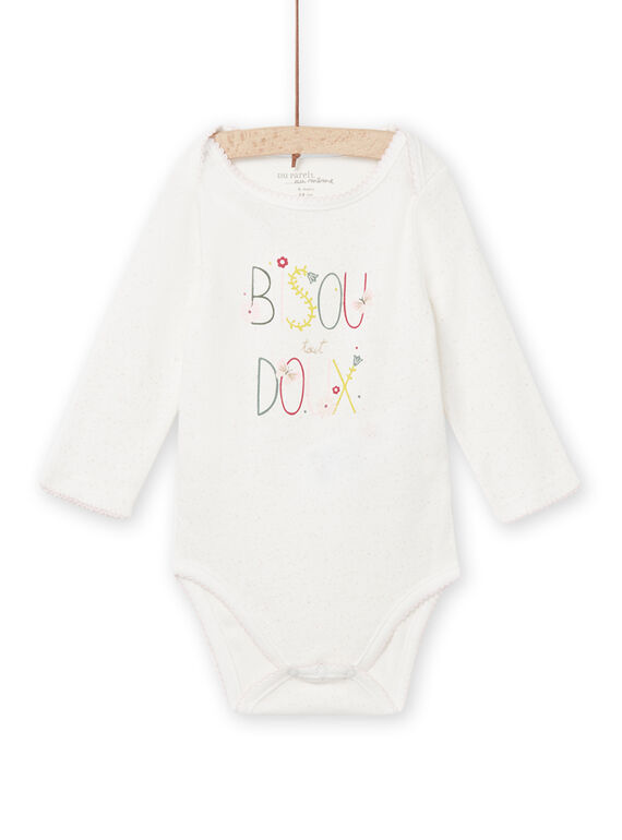 Body écru à pois lettrage fantaisie bébé fille NEFIBODBIS / 22SH13I7BDL001