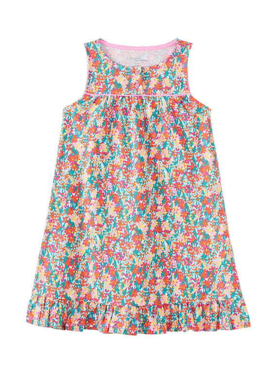 Chemsie de nuit larges bretelles enfant fille imprimé multicolore JEFACHU2 / 20SH11U1CHN000
