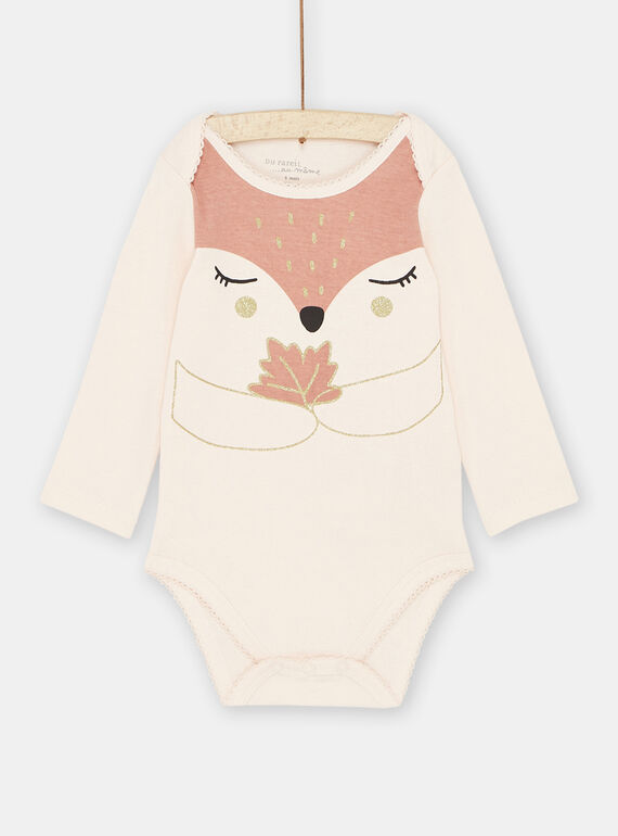 Body rose pâle à motif renard bébé fille SEFIBODFOX / 23WH1364BDL301