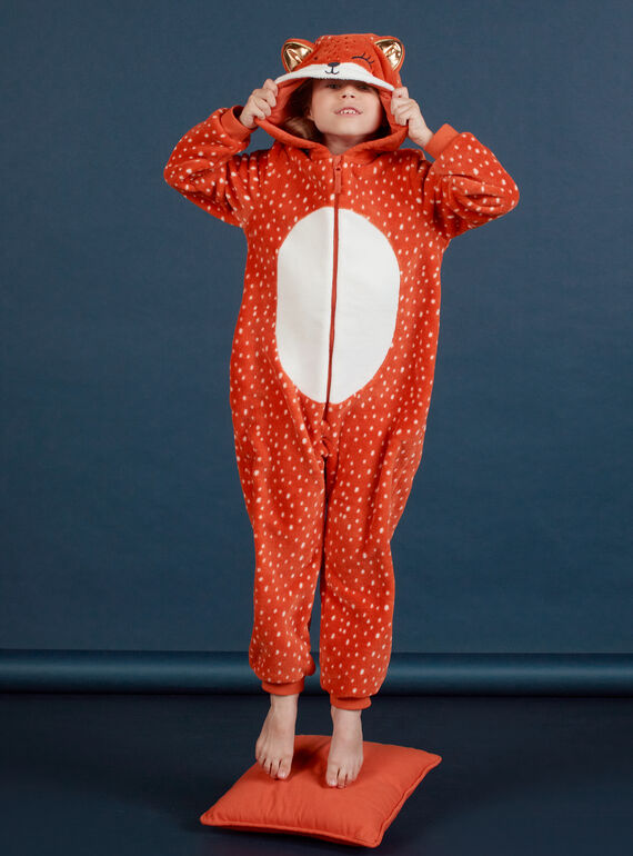 Surpyjama à capuche renard en fausse fourrure enfant fille MEFASURFOX / 21WH1192D4F420