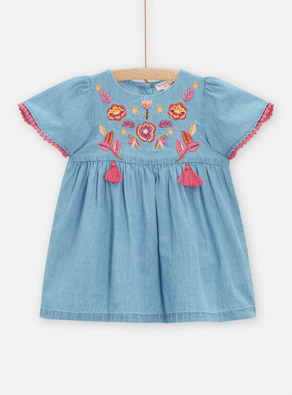 Robe en denim brodée pour bébé fille TILIROB4 / 24SG09T2ROBP269