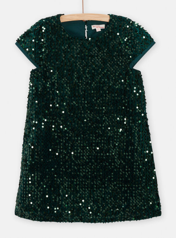 Robe vert forêt à sequins pour fille SAWAYROB2 / 23W901S1ROBG614