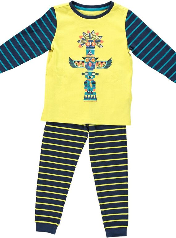 Pyjama rayé jaune en rib enfant garçon JEGOPYJTO / 20SH12C2PYJ605