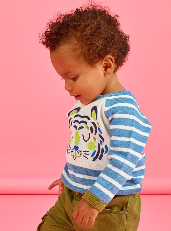 Pull bleu ciel bébé garçon MUKAPUL / 21WG10I1PUL020