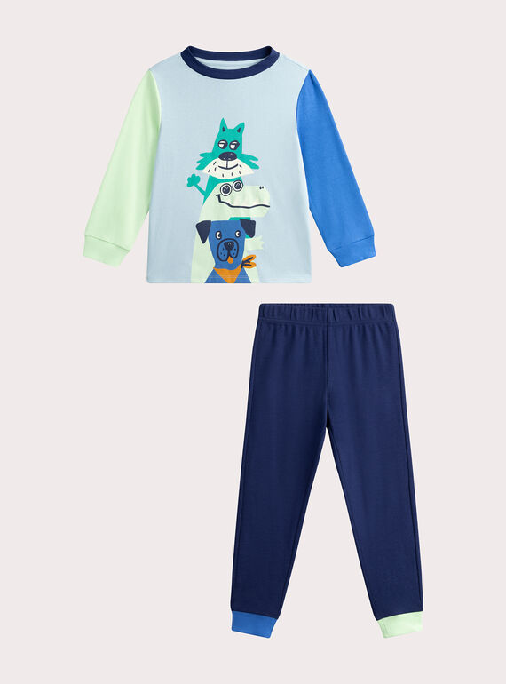 Pyjama phosphorescent bleu pour enfant garçon WEGOPYJDOGS / 25SH1292PYJC200