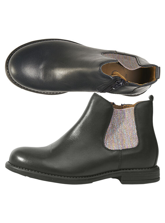Chelsea boots cuir mariine enfant fille  GFBOOTVIA / 19WK35I4D0D070