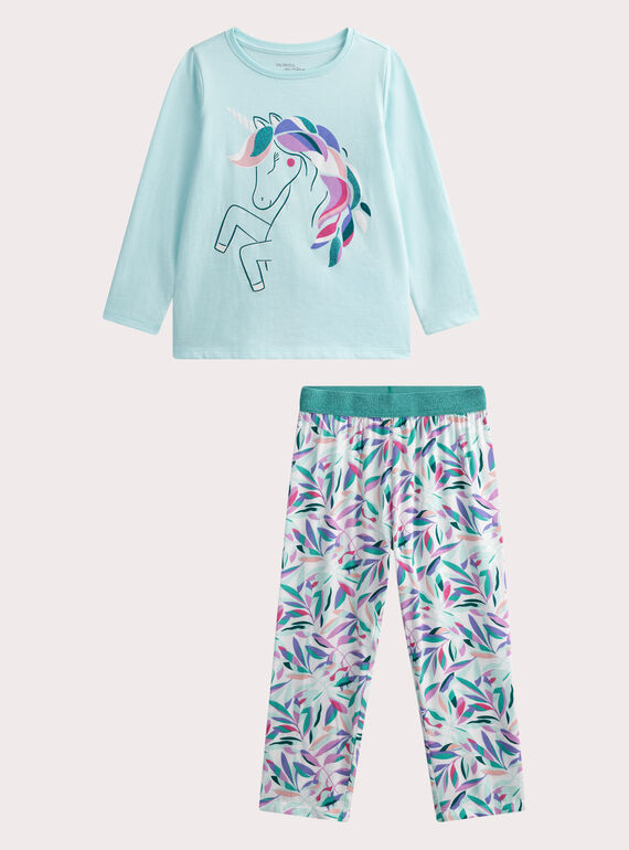 Pyjama bleu licorne pour enfant fille WEFAPYJUNI / 25SH11B4PYJG621