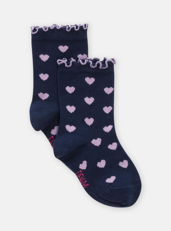 Chaussettes marines à motif curs pour fille TYAJOSCHO2A / 24SI0181SOQ070