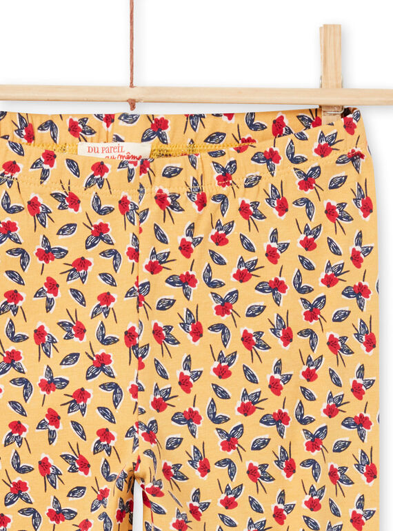 Legging moutarde à imprimé fleuri enfant fille MYAMIXLEG1 / 21WI01J2CALB106