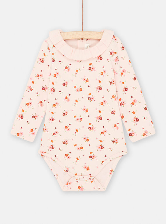 Body Rose dragée avec motifs fleurs bébé fille SIVERBOD / 23WG09J1BODD310
