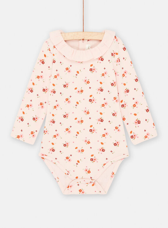 Body Rose dragée avec motifs fleurs bébé fille SIVERBOD / 23WG09J1BODD310