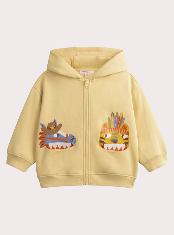 Gilet molleton jaune pale poches animées WOLANGIL2 / 25S90242GILB102