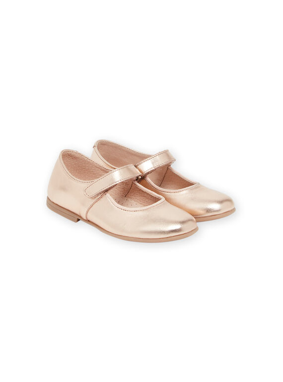 Babies en cuir lisse doré rose PABABCHAMP / 22XK35B1D13K009