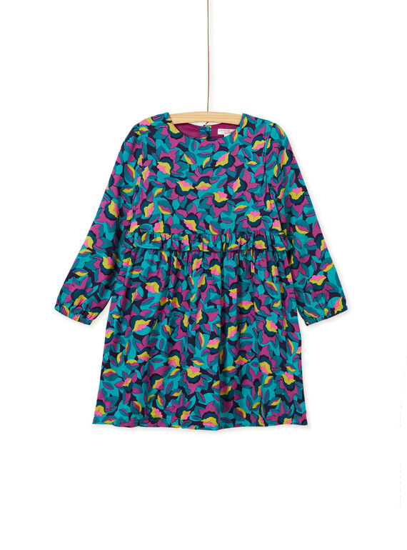 Robe manches longues imprimé floral, volant à la taillle KAECOROB1 / 20W901H4ROBH704