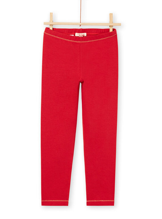 Legging rouge détails dorés enfant fille MYAJOLEG1 / 21WI0113CAL511