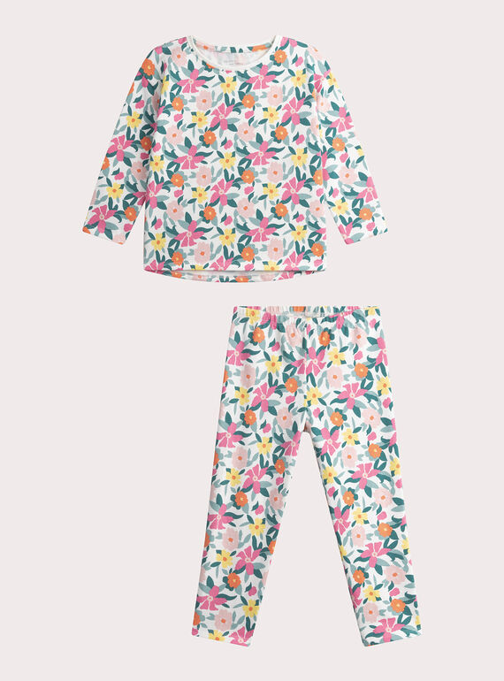 Pyjama imprimé écru pour enfant fille WEFAPYJFLO / 25SH1193PYJ001