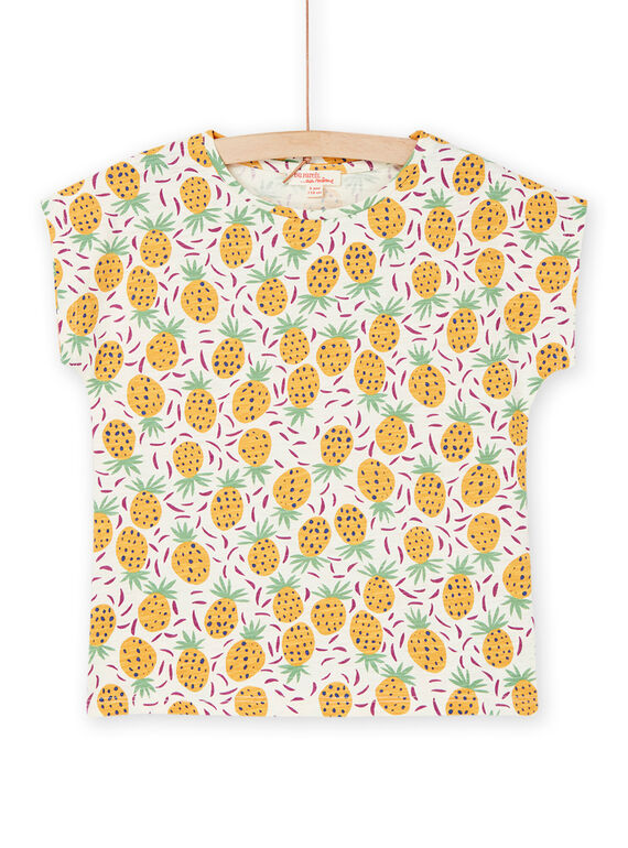 T-shirt écru et jaune à imprimé ananas RAJOTI8 / 23S901Z3TEE001