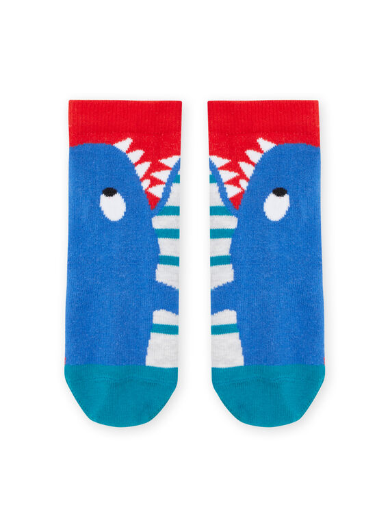 Chaussettes rouge et bleu à motif requin et à rayures RYOJOCHO6 / 23SI027BSOQF518