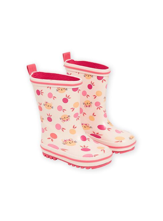 Bottes de pluie roses à imprimé chats et fruits RIPLUICERI / 23KK3711D0C030