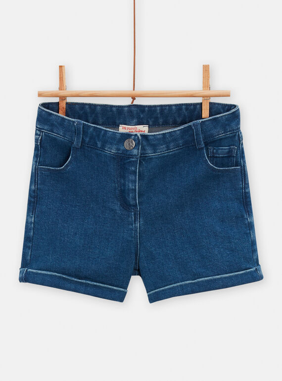 Short en jean bleu moyen pour fille TAJOSHORT1 / 24S90192SHOP274