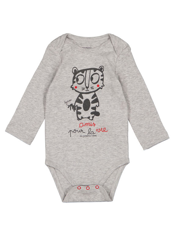 Body manches longues gris chiné en rib layette garçon GEGABODMAU / 19WH14N3BDLJ908