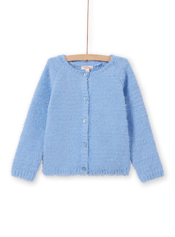 Cardigan chenille bleu pâle enfant fille MAYJOCAR3 / 21W90119CAR706