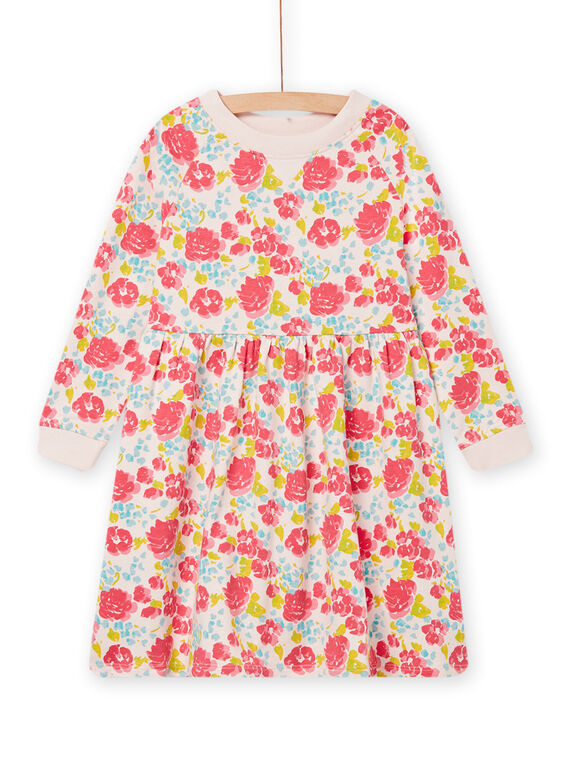 Robe nude à imprimé fleuri en french terry enfant fille NAJOROB2 / 22S90172ROBD319