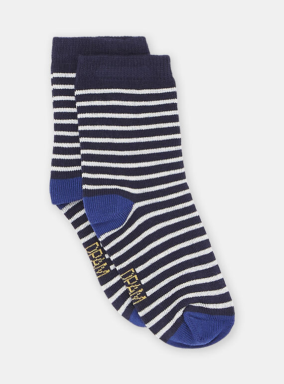 Chaussettes bleu foncé à imprimé à rayures bébé garçon SYUJOCHOR1 / 23WI10B7SOQ622