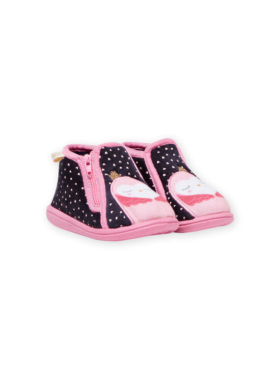Chaussons bleu marine motif hibou bébé fille MIPANTCHOU / 21XK3731D0A070