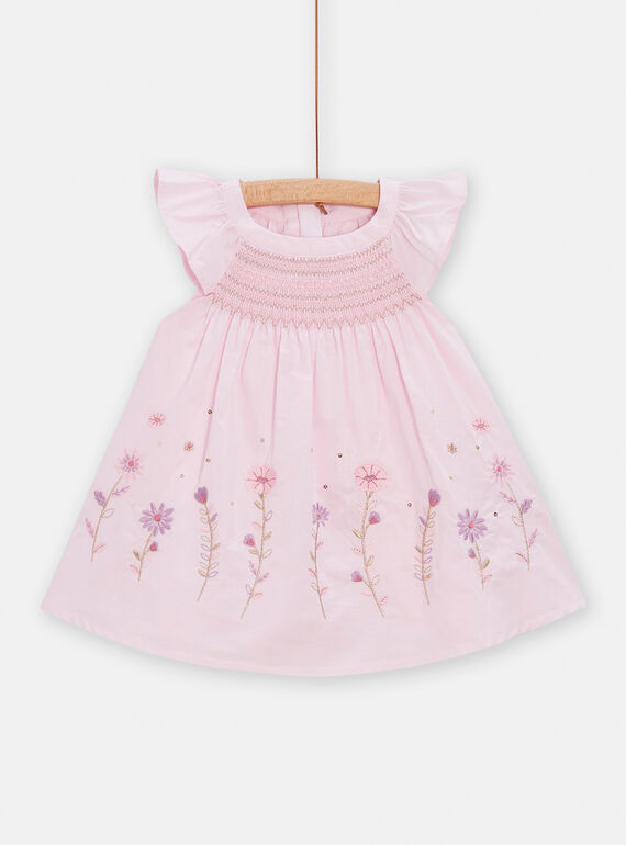 Robe cérémonie à smocks rose pour bébé fille TIPOROB3 / 24SG09M1ROBD326