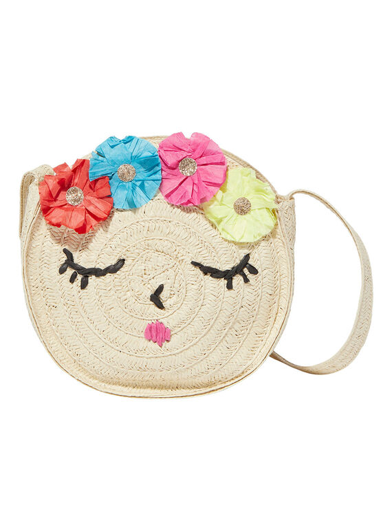 Sac bandoulière fille effet paille avec fleurs JYABOBAG / 20SI01H1BES009