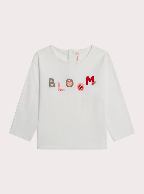 T-shirt écru pour bébé fille XIJATEE / 25WG09M1TML001