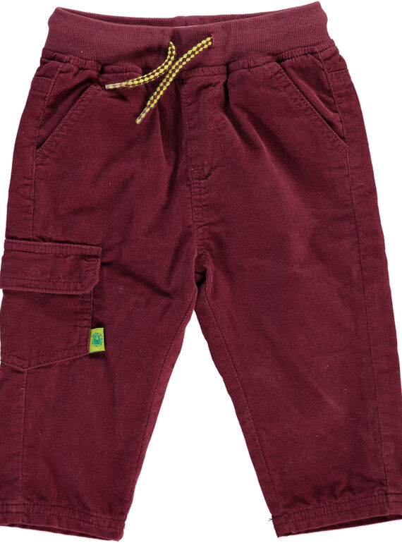 Pantalon en velours bordeaux bébé garçon DUJOPAN8 / 18WG10J2PAN503