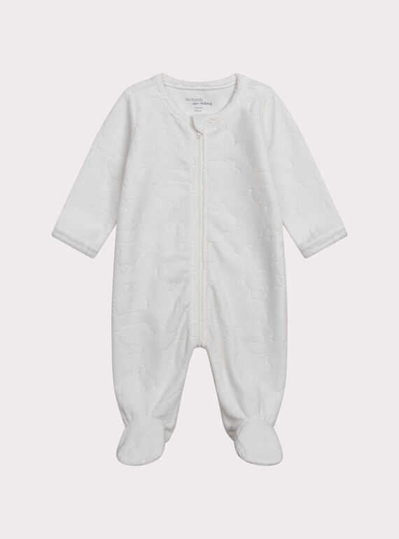 Grenouillère naissance en velours fantaisie blanc XOU2GRE3 / 25WF0562GRE000